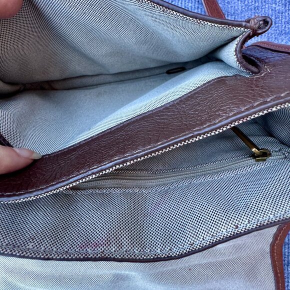 Fossil Heritage Top Handle Crossbody Bag Black & Brown Pebbled Leather - Picture 10 of 15